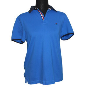 Tommy Hilfiger Womens Custom‎ Fit Small Petite Polo Shirt Blue